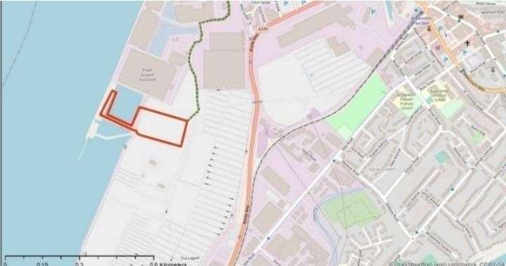 Map showing where the proposed cement works will be built in Sheerness Docks