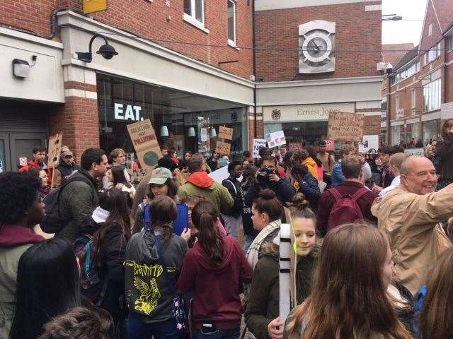 The demonstrators gathered in Whitefriars