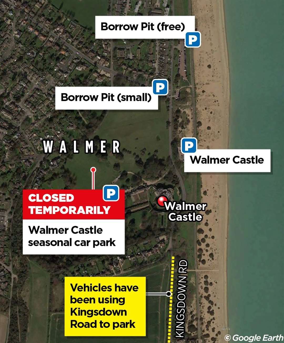 While the seasonal car park is temporarily closed, visitors to Walmer Castle and gardens have been making use of Kingsdown Road for parking when the smaller car parks are full