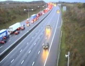 Delays on the M25 after a collision near Swanley. Image from Highways England