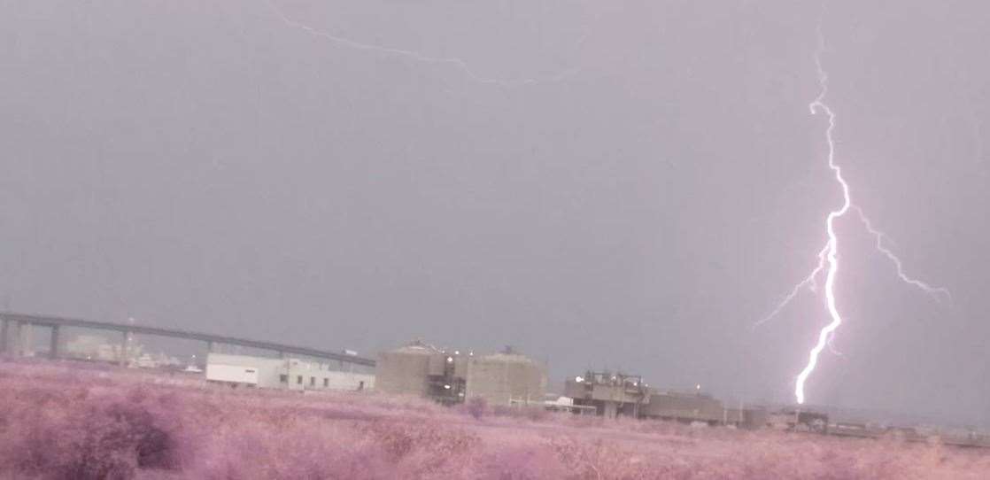 A lightning strike captured by Peter from Sheppey just before 6am