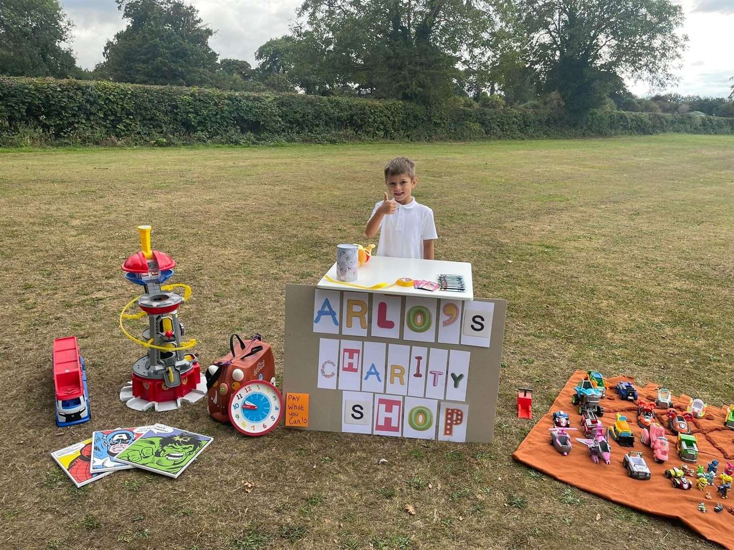 Arlo sold his toys to fundraise