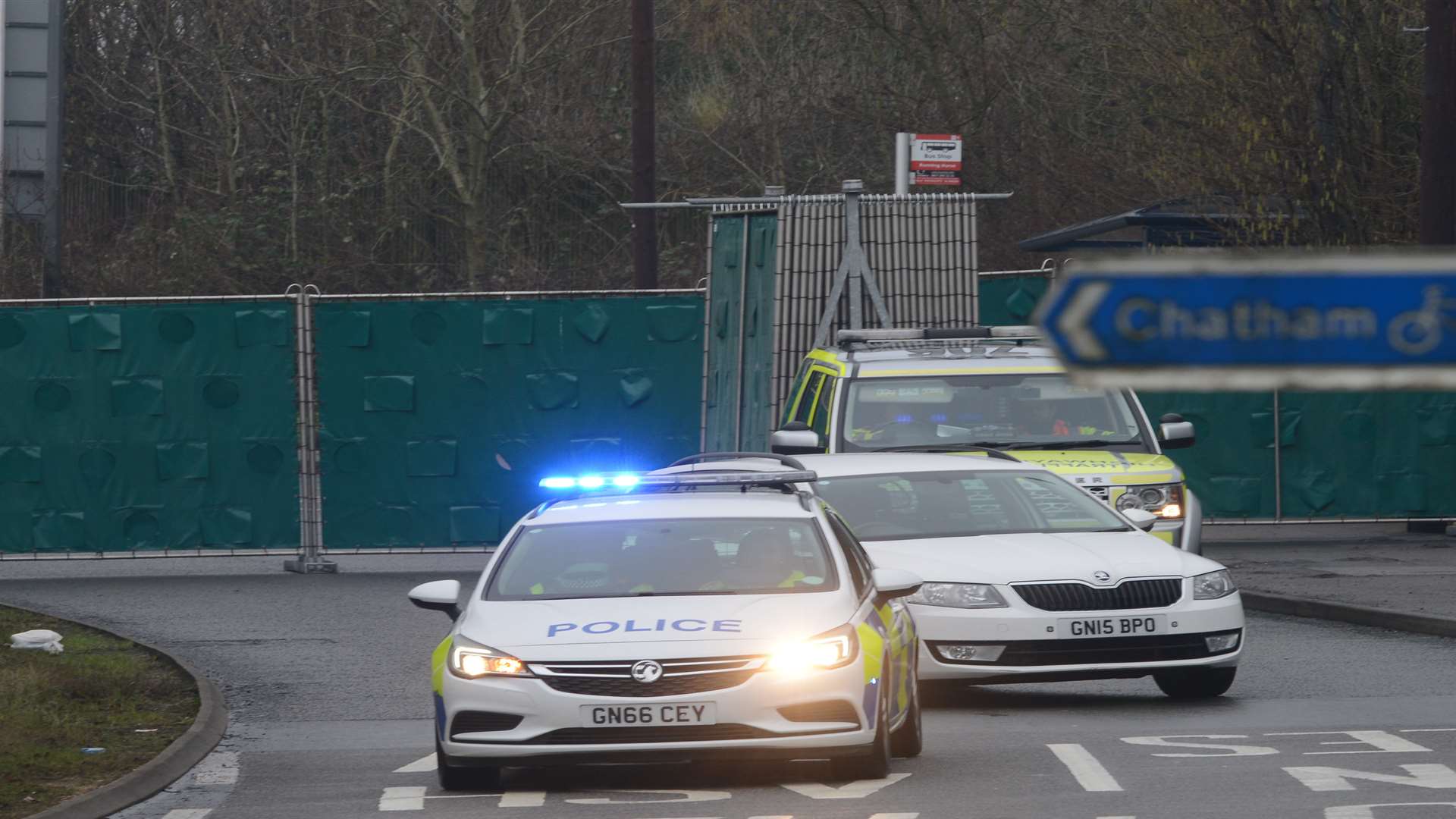 Police at the scene of the crash on the A229