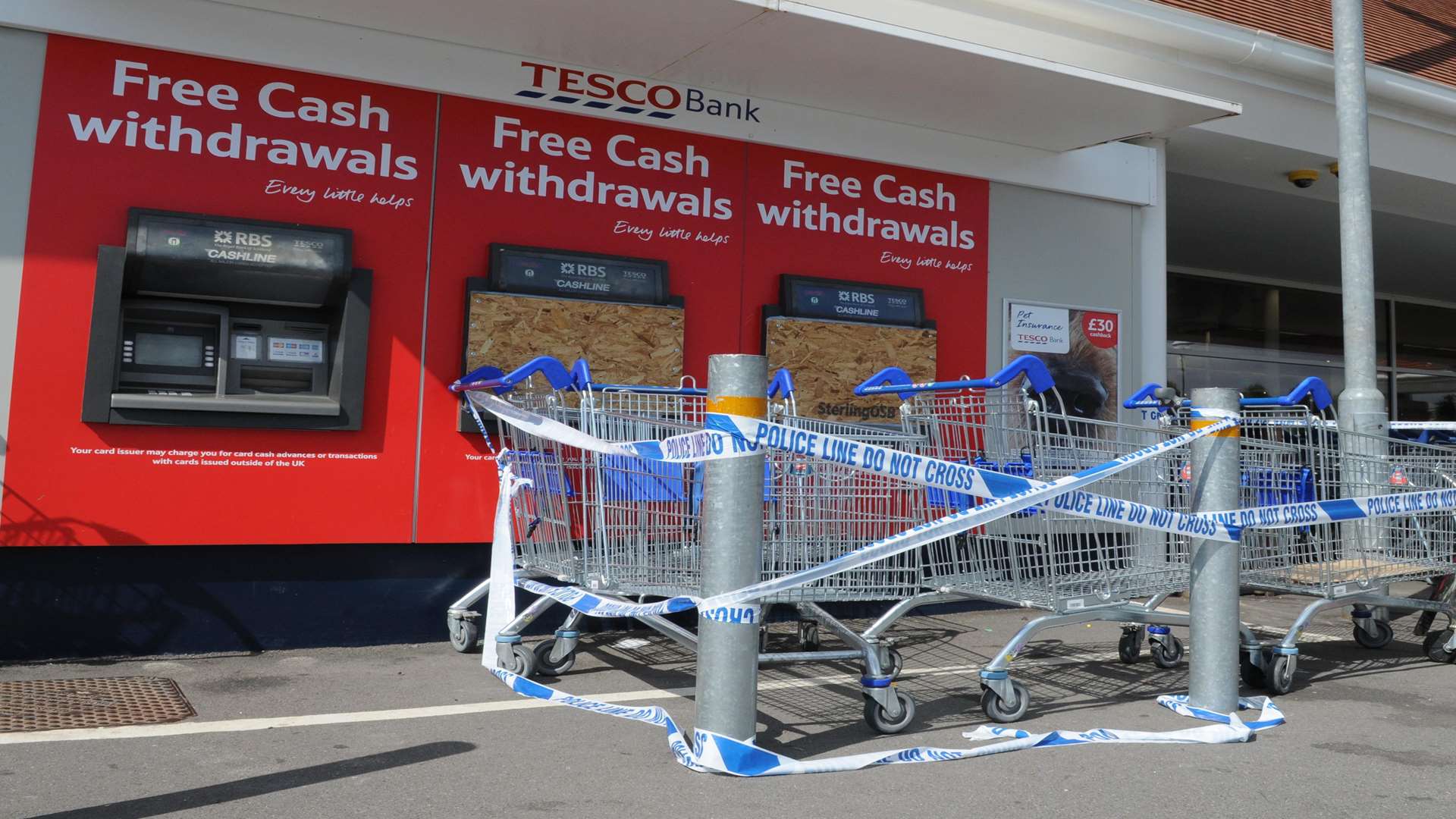 The cash points at Tesco in Kingsnorth were ram-raided