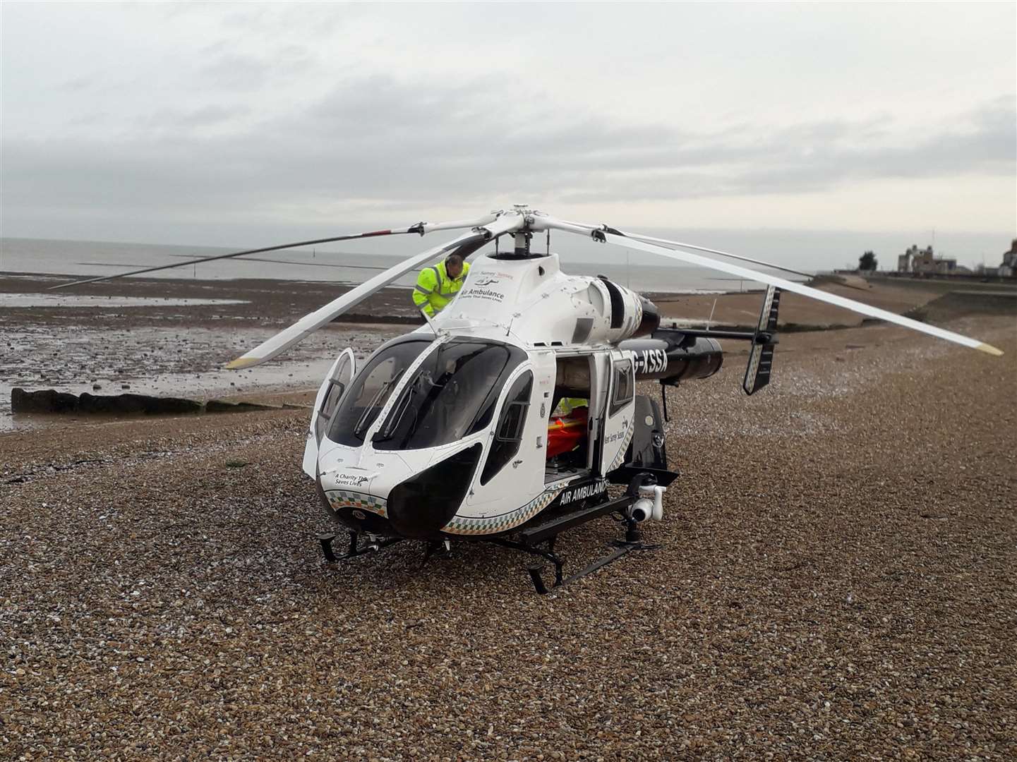 The air ambulance on Sheerness beach. Picture: Phil Crowder