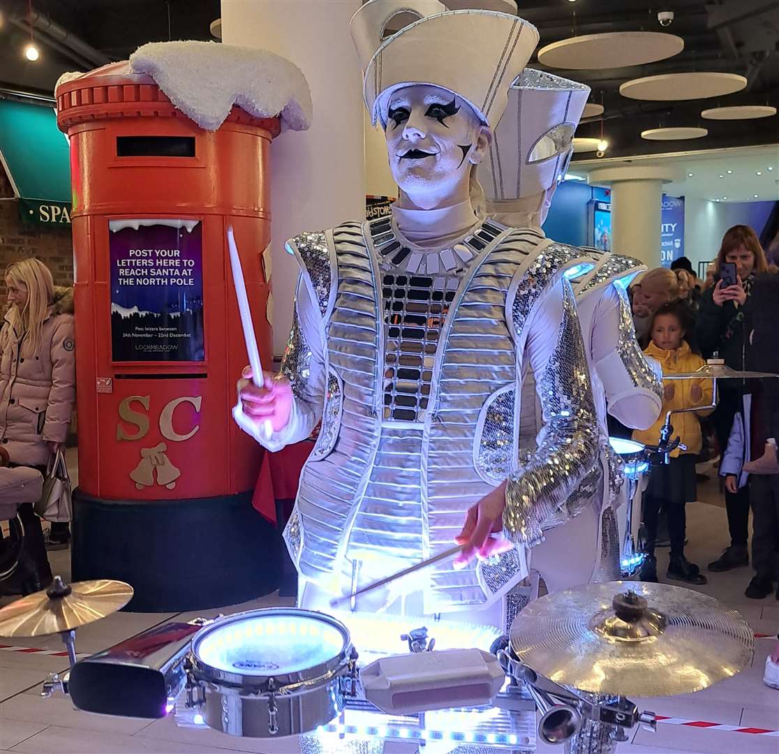 The colourful light-up drummers performed in the festive parade