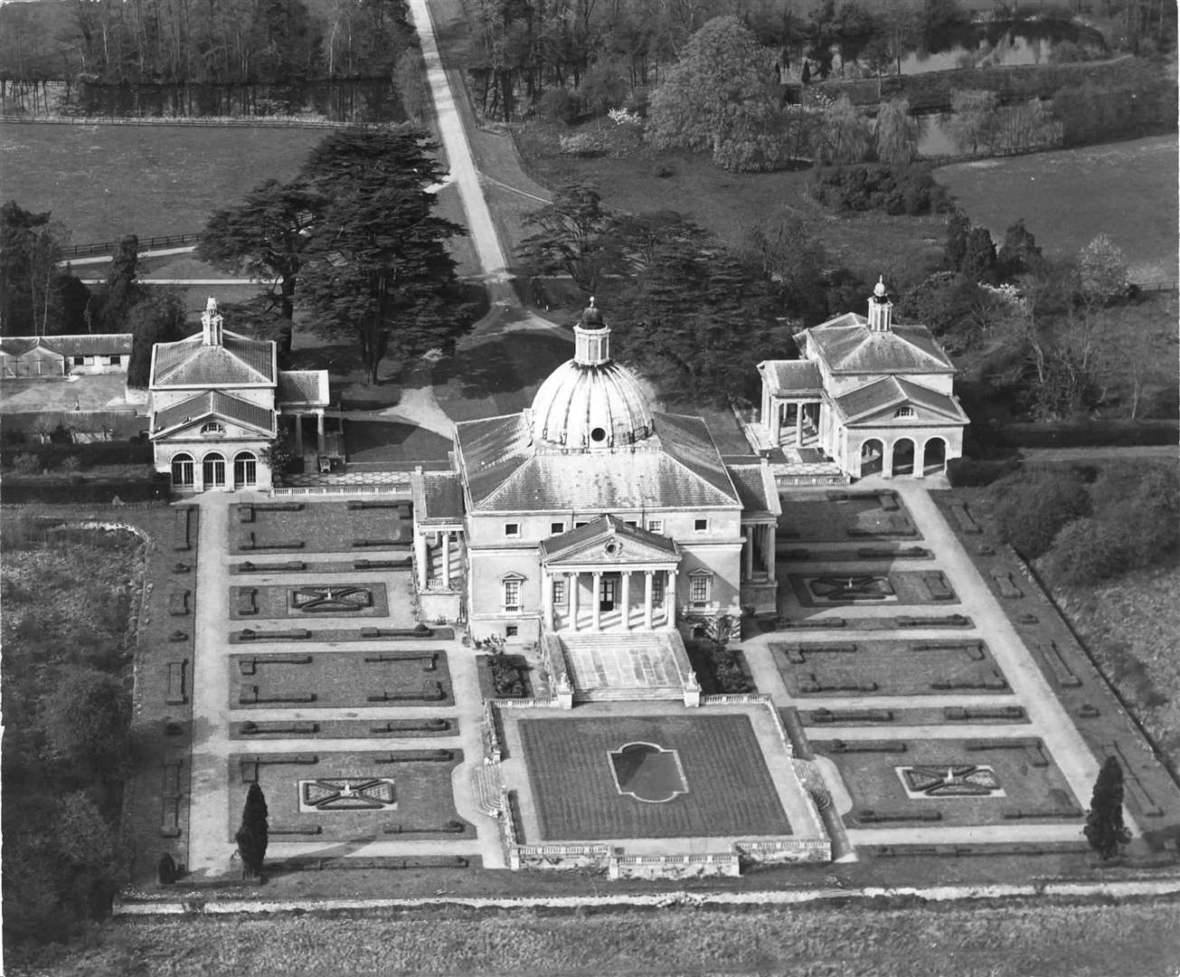 An aerial view of Mereworth Castle