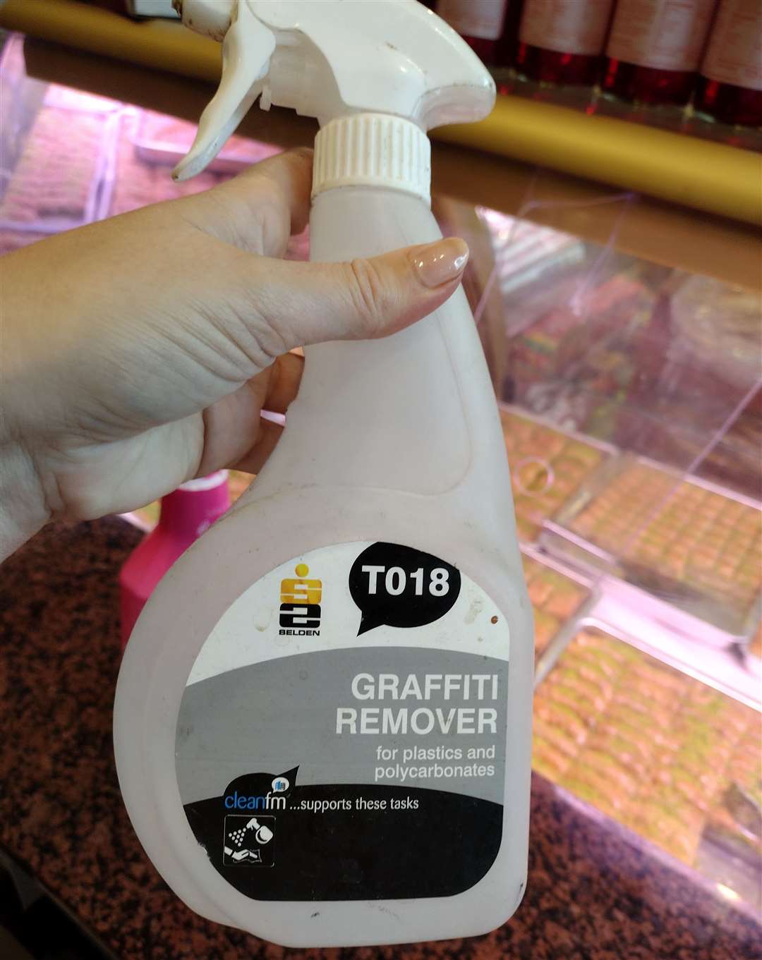 The graffiti removal fluid found by inspectors during their visit to Dubai Market in August. Picture: Thanet District Council