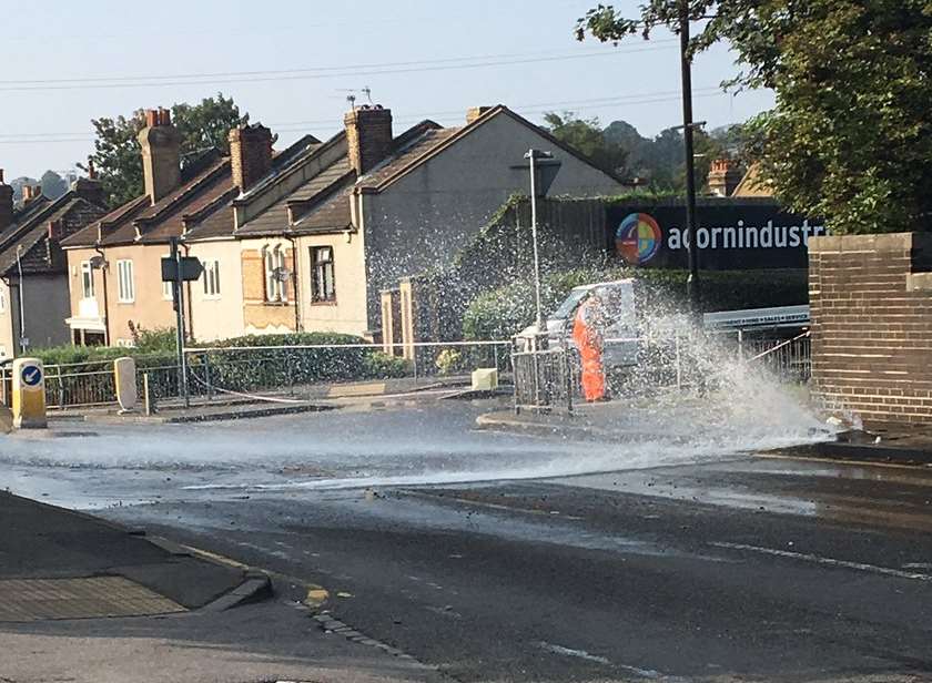 Burst water main in Crayford Road. Picture: GodsGirlxx ?@walkchick