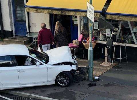 Pictures of car crashed into post taken by Bethany Marrable (5047959)