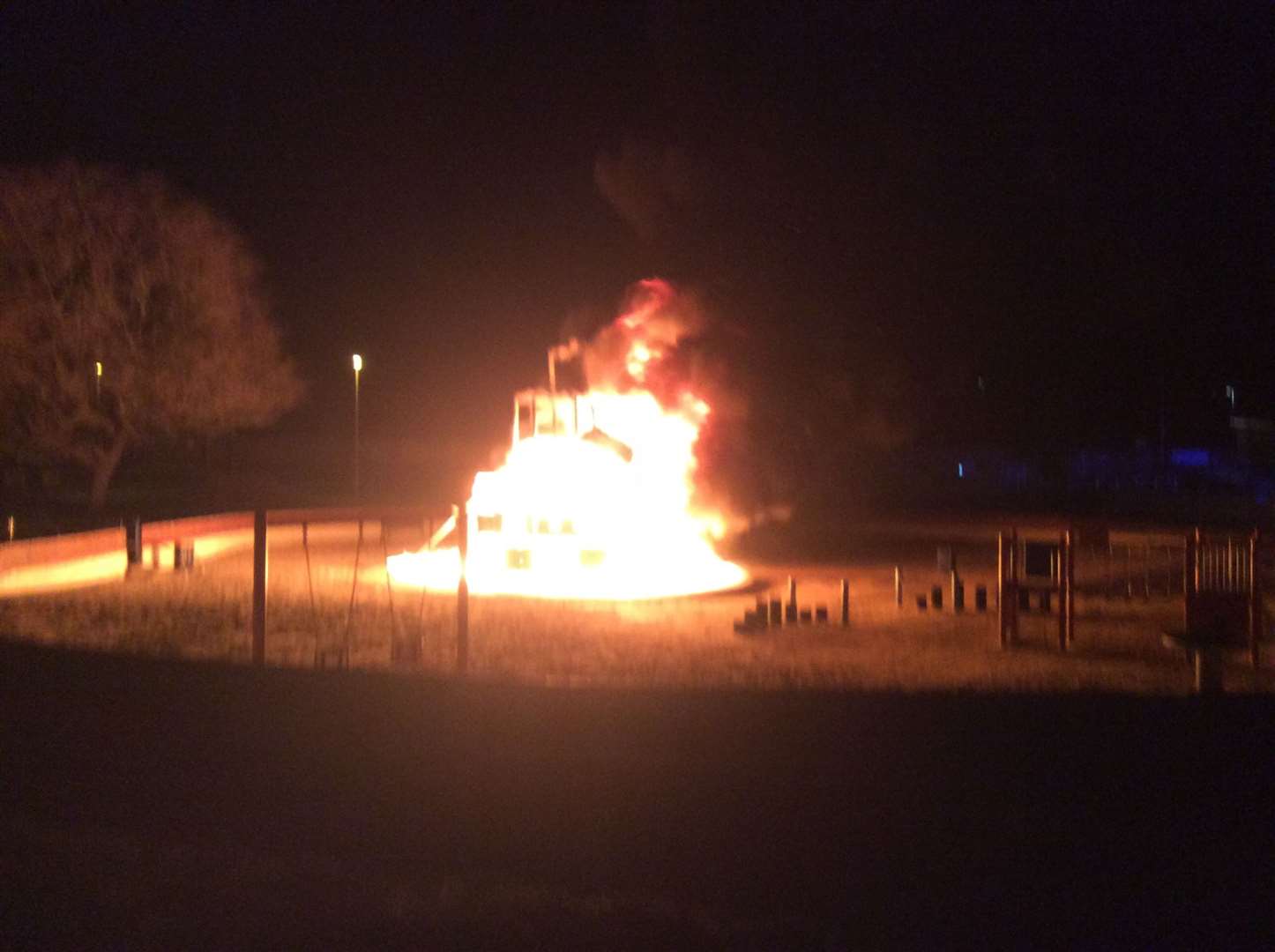 The castle slide at Beachfields on fire. Picture: Brian Spoor