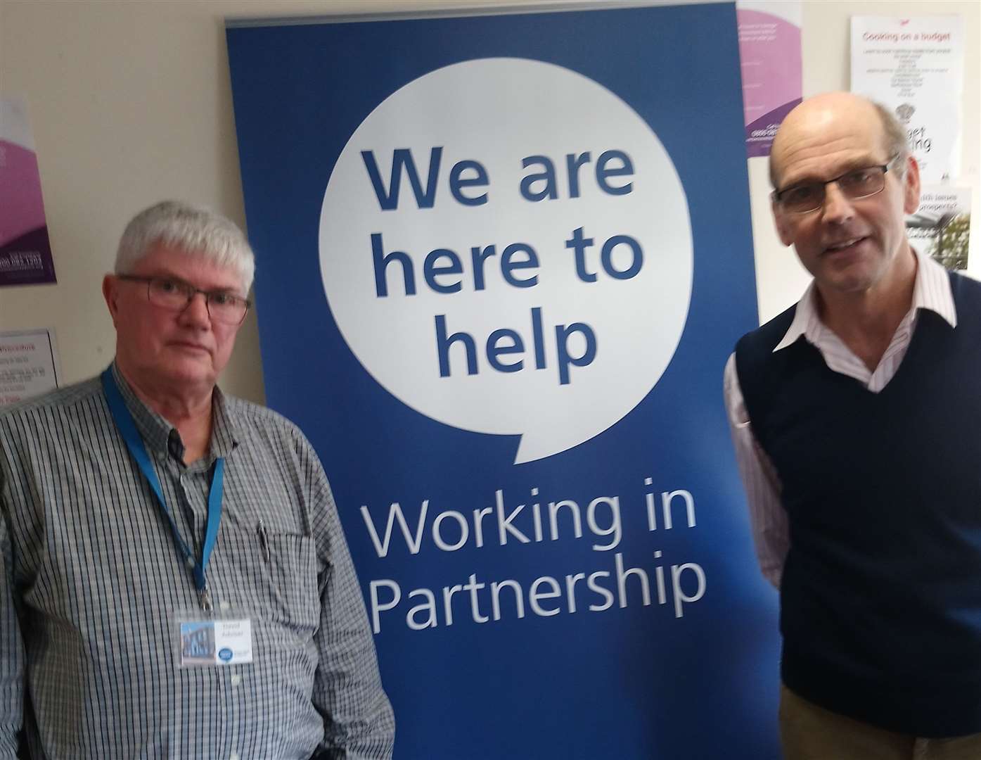 Advisor David Wake and supervisor Deryck Goodman are fighting against the relocation of Sandwich Citizens Advice