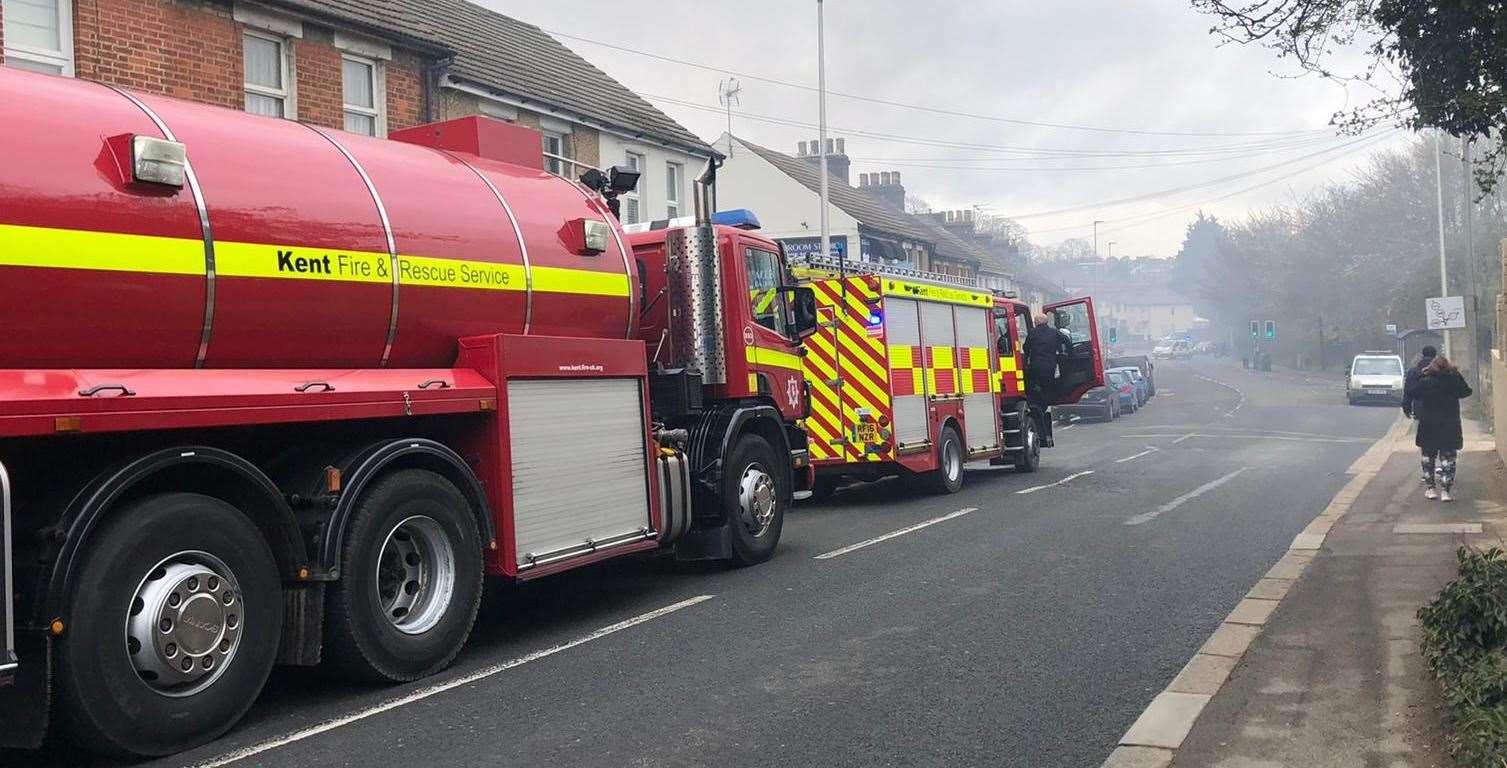 Fire crews are at the scene of the fire in Cedar Road, Strood
