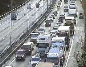 Traffic being held on the M20 Picture: Highways England