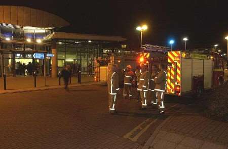 Firefighters at the scene last night. Picture: DAVE DOWNEY