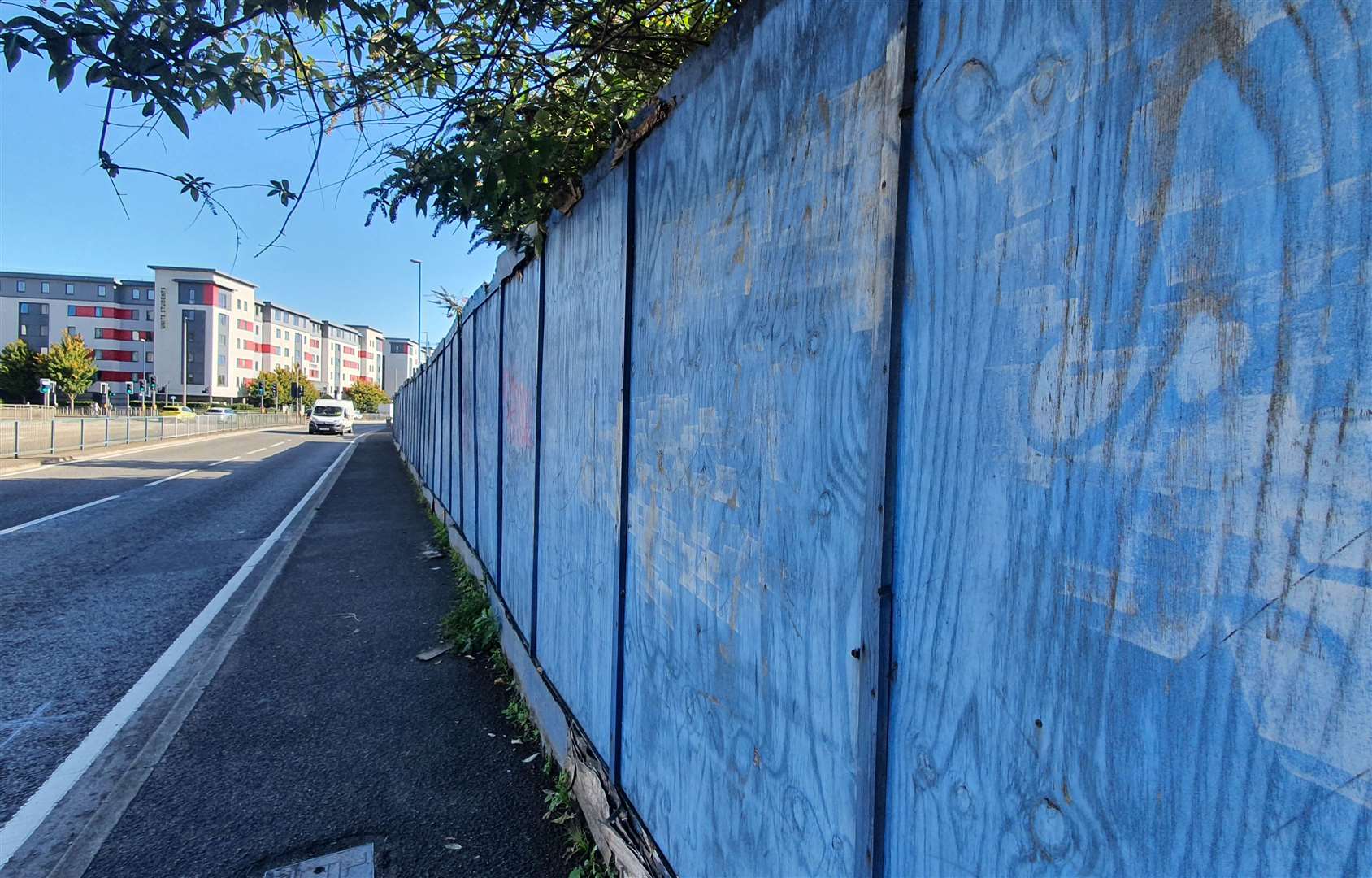 The eyesore blue hoardings in Pier Road, Gillingham, may finally be removed