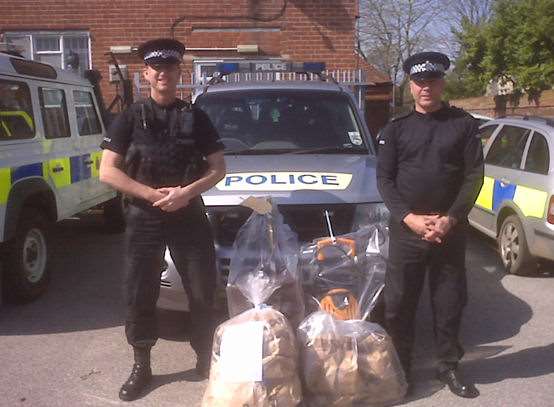 Rural partnership officers with the stolen property