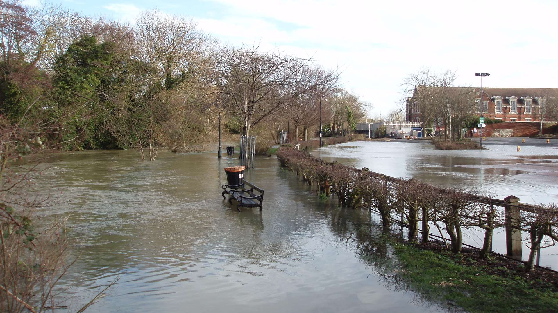 The Stour flooded over into the St Radigun's car park in the city centre. File picture