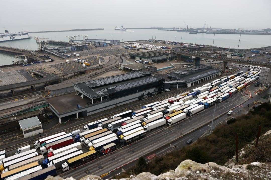 Lorries queuing at the port of Dover. Picture: Barry Goodwin