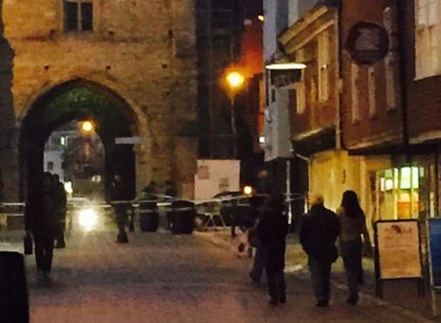 Police taped off the area around the Westgate Towers. Picture: Cat Scullion