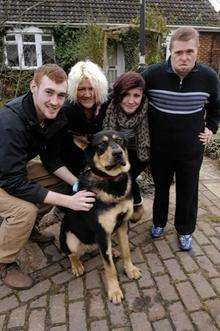 Jamie Ralph, Lucie and Tracy Homden and Jeffrey Farnell with Sammy the Dog in Herne