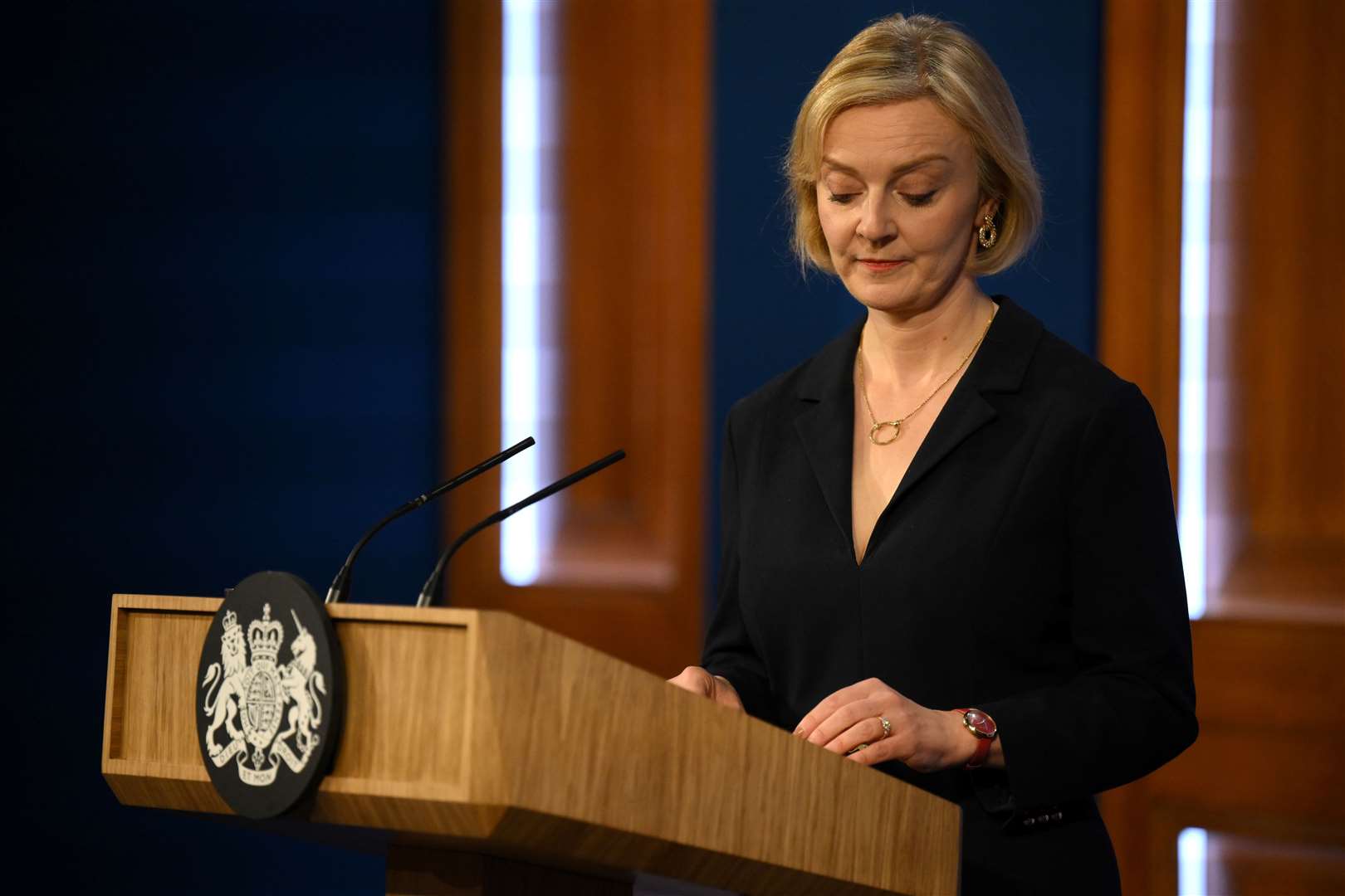 Liz Truss at her Downing Street press conference on Friday (Daniel Leal/PA)
