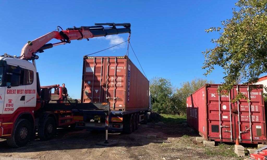 The containers were lifted into place in October. Picture: Alice Hall
