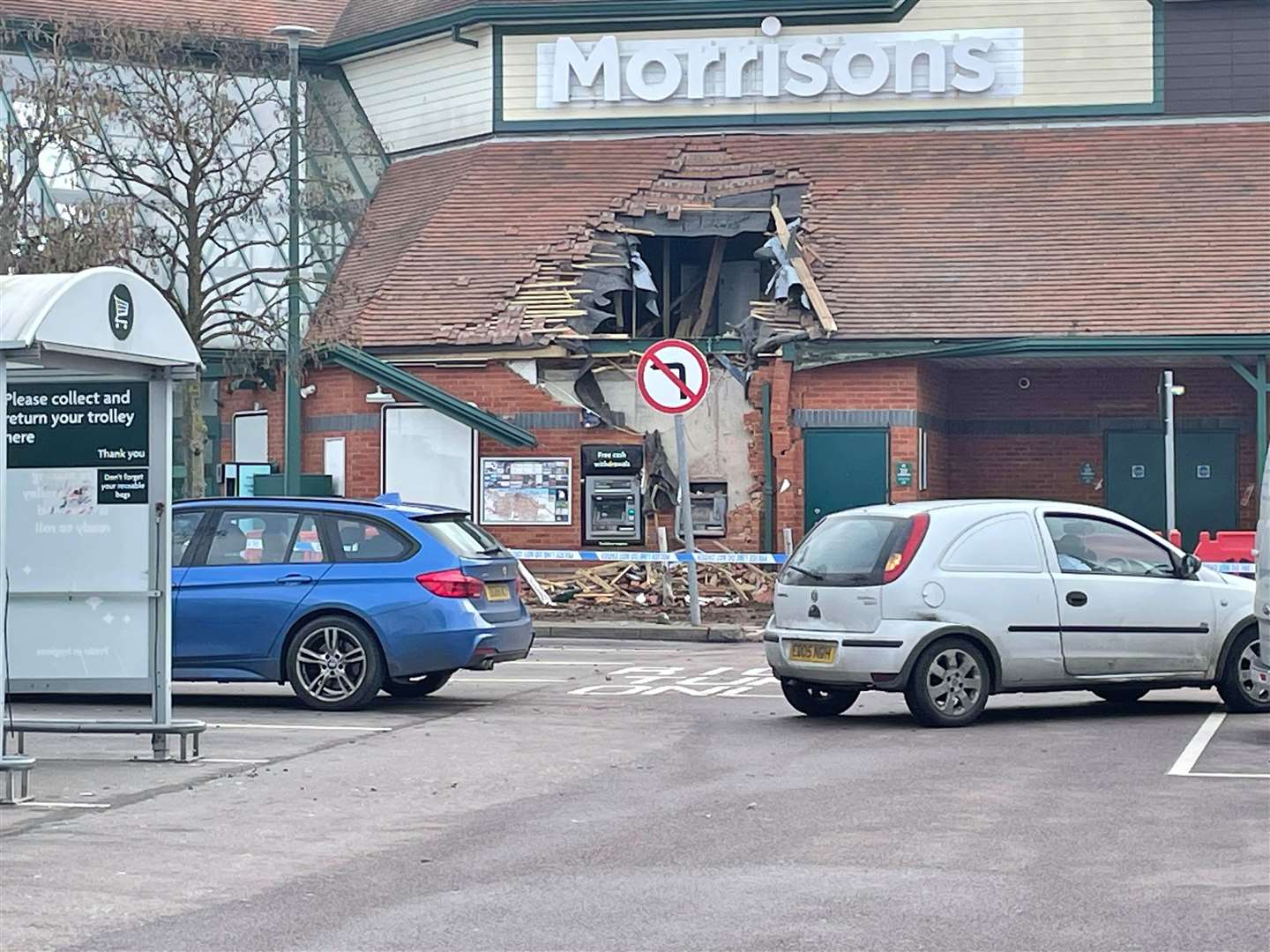 Despite the gang causing a massive amount of damage to the Morrisions store in Northfleet, they made off empty handed