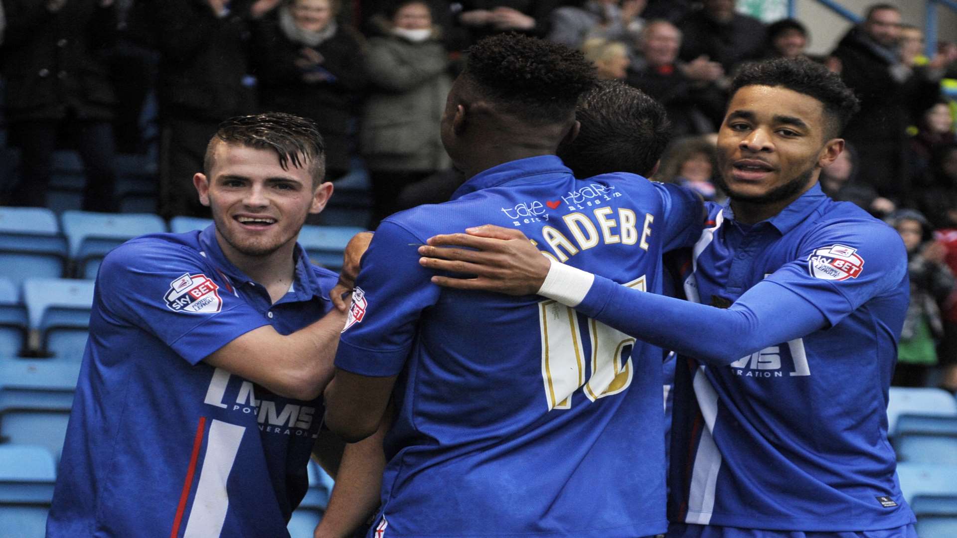 Gills celebrate their second goal on Saturday Picture: Barry Goodwin