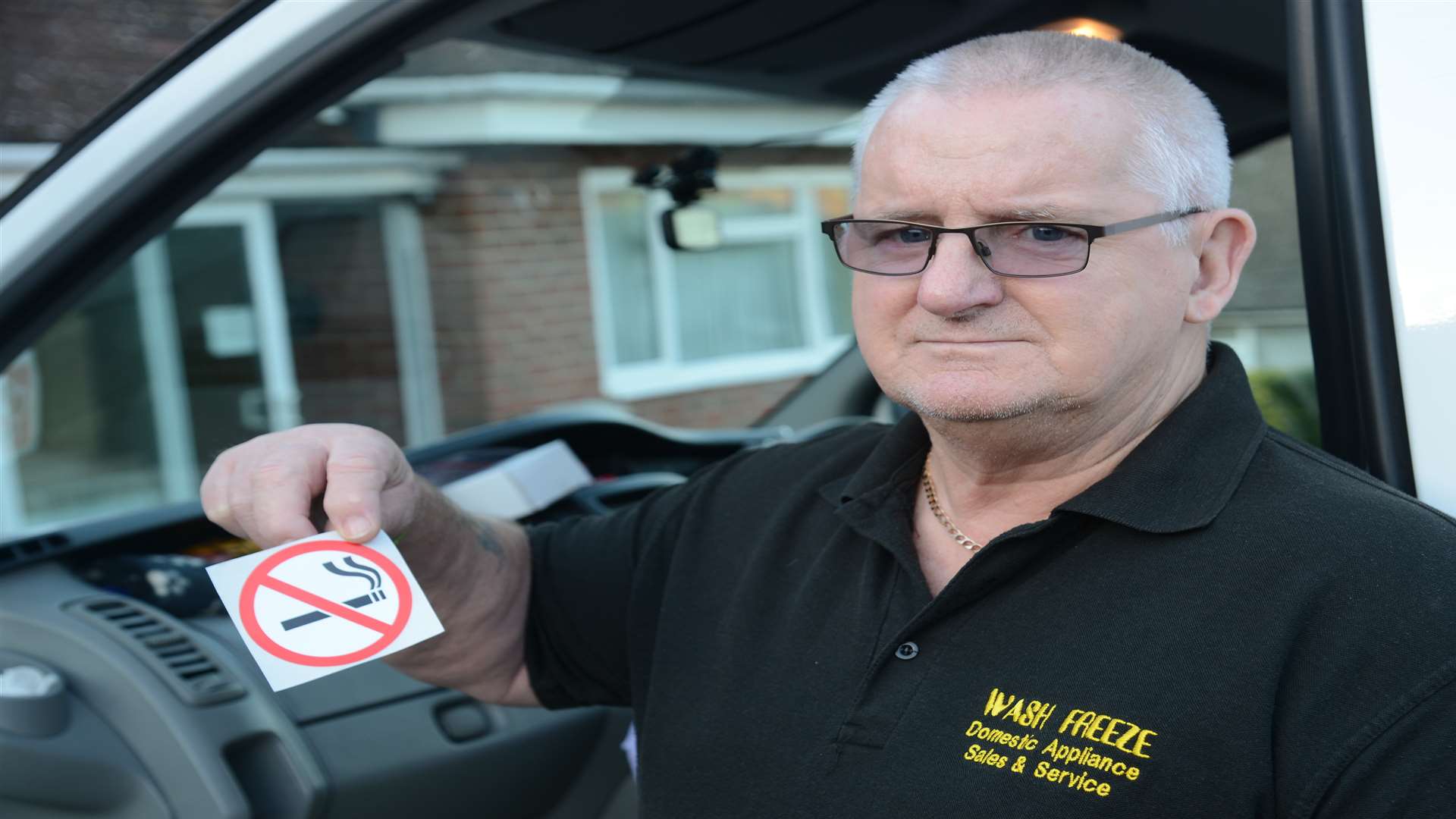 Trevor Emery who was fined £200 for not having a 'no smoking' sign in his work van