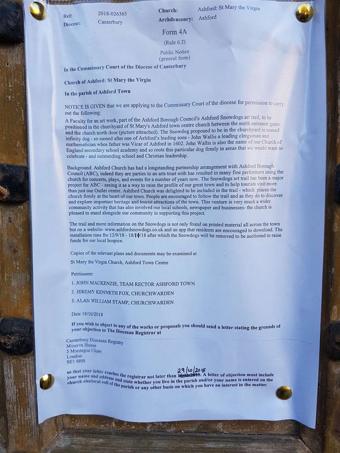 The petition was put on the church door near the Snowdog's original position. (5438784)