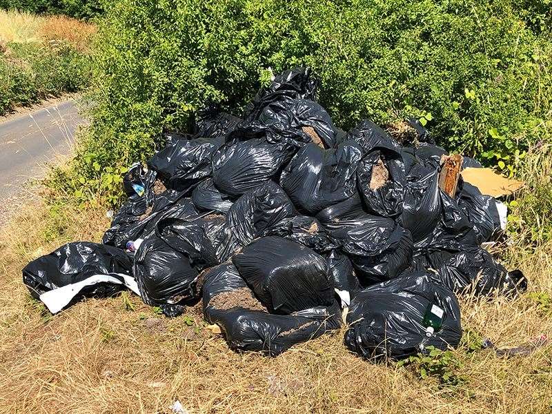 The mound of tipped black sacks. Picture: Gravesham Borough Council