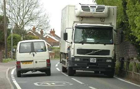 Traffic on the narrow A228 at Colts Hill where there have been many accidents over many years. Picture: MATT WALKER