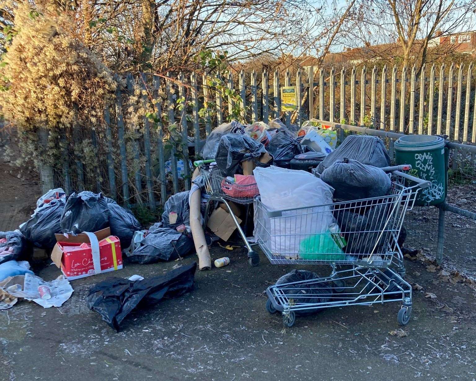 Household waste was fly-tipped at the railway bridge in Northfleet. Picture: Gravesham Borough Council