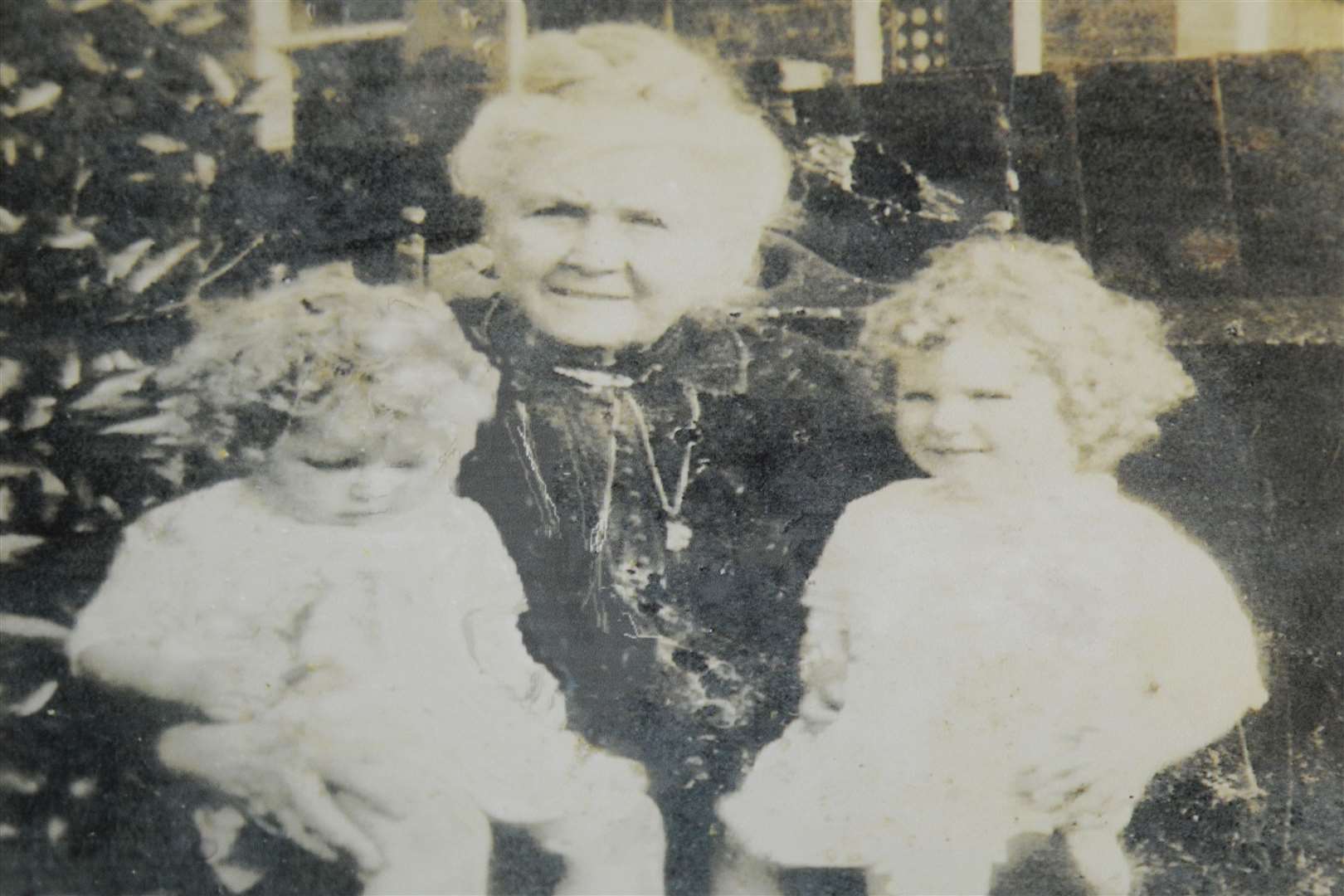 Identical twins Jackie and Jill with their grandma Bourne