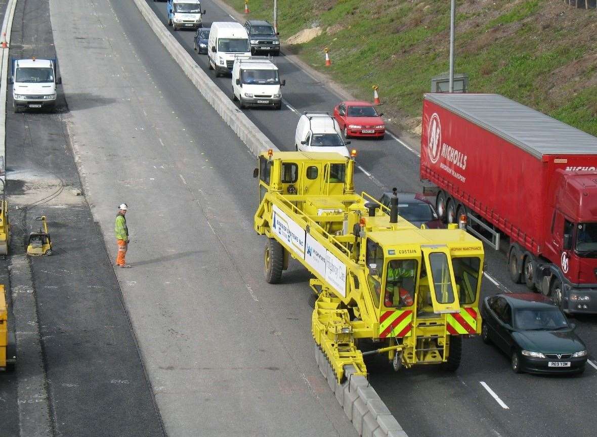 The Quick Moveable Barrier used on the M20 in 2008. Picture: Highways Agency