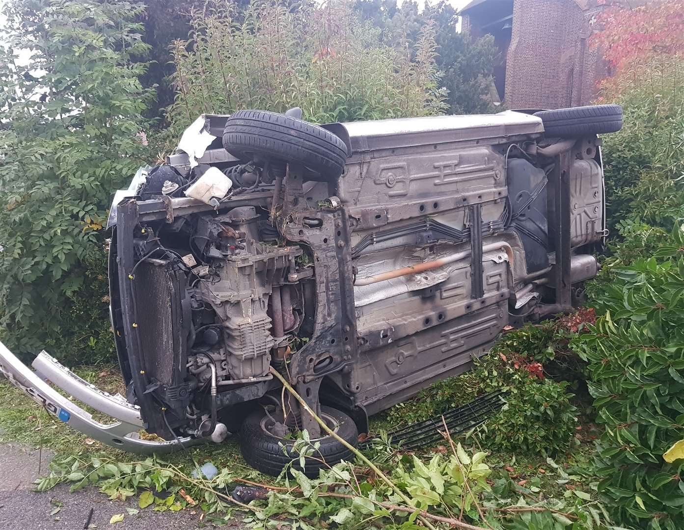 The car flipped onto its side in Mickleburgh Hill