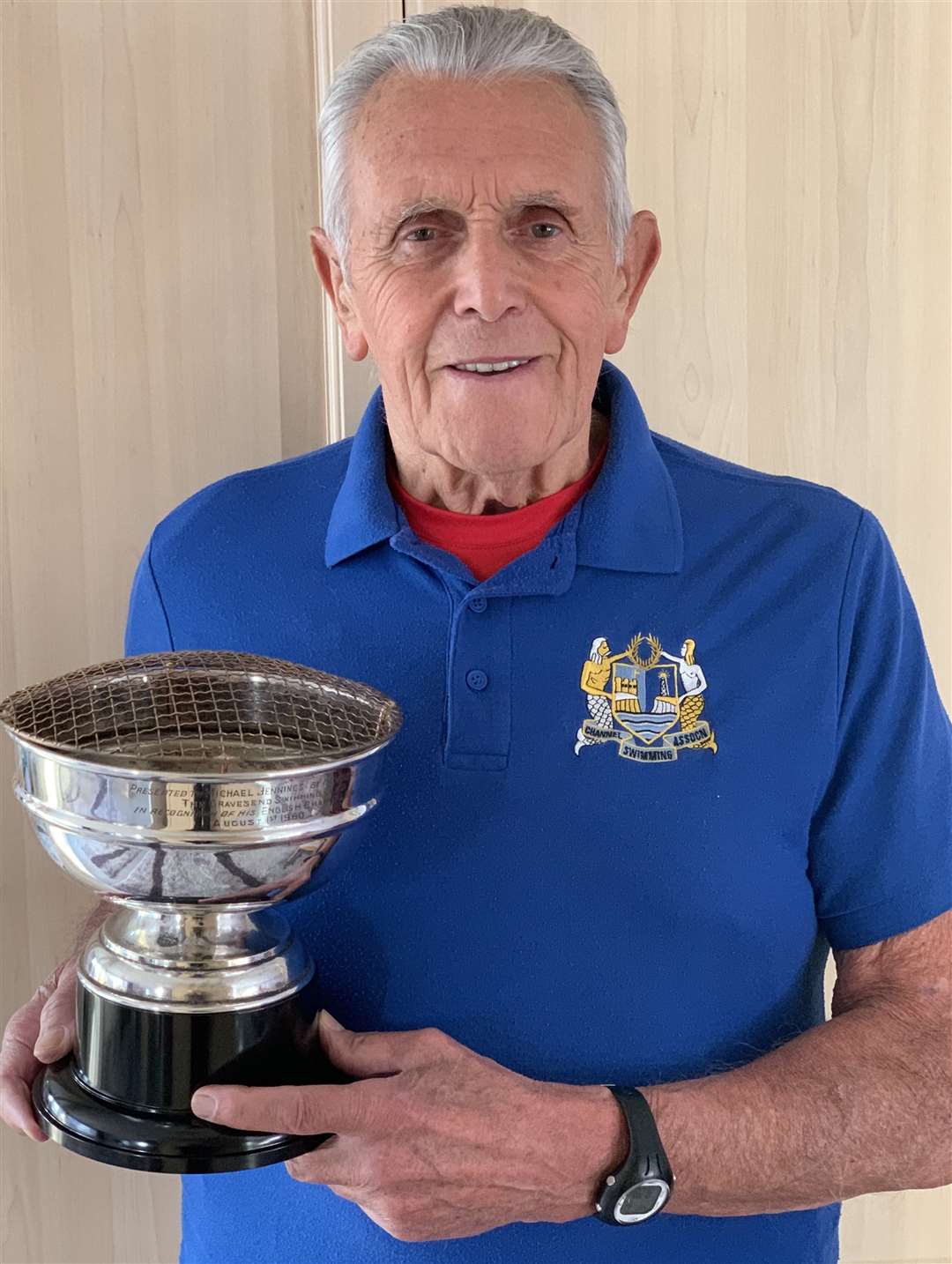 Michael, now aged 82, pictured with the trophy back at his home in Gravesend after 50 years. Picture: Michael Jennings