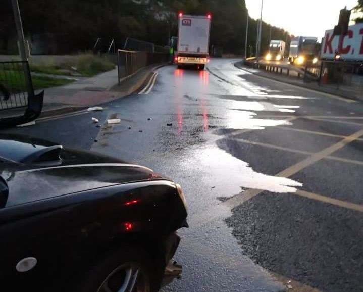 Fuel has leaked on the carriageway