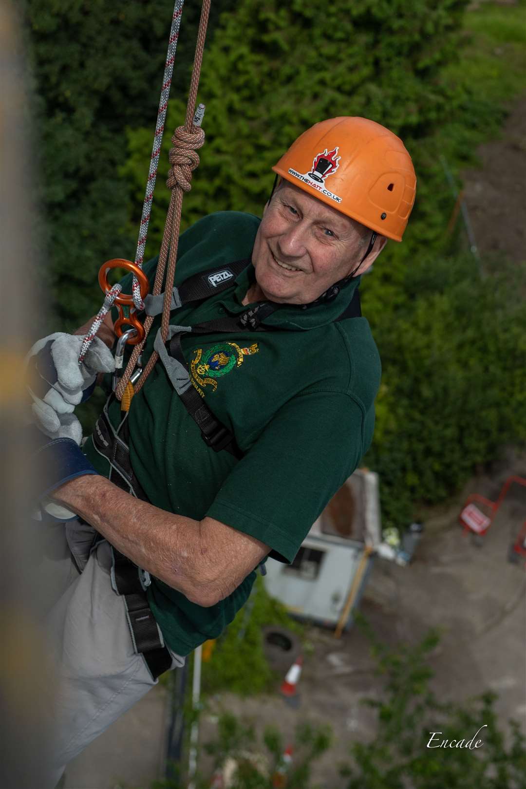 83-year-old former Royal Marine Albert Tweddle from Sandwich taking part in the KM Charity Team's Spring Abseil challenge