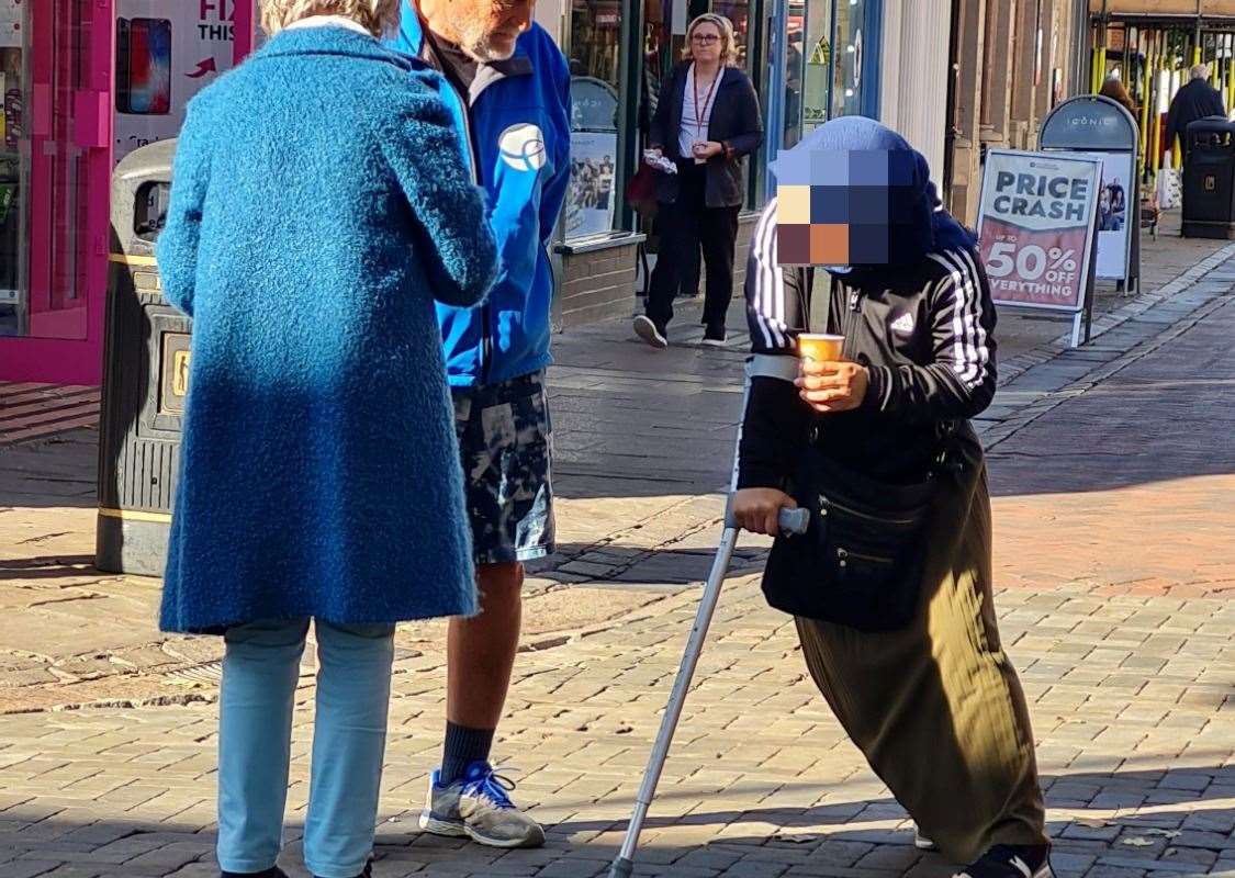 A woman begging in Canterbury city centre by approaching people and asking for money – an action that could earn her a £100 fine