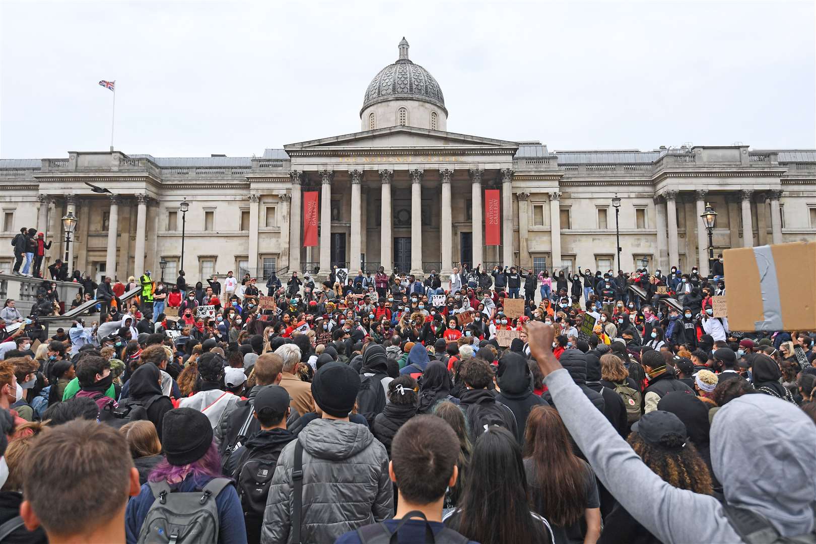 Protesters in London’s Trafalgar Square (Victoria Jones/PA)
