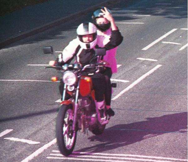 58mph in a 30mph with pillion passenger and one hand off the handlebar