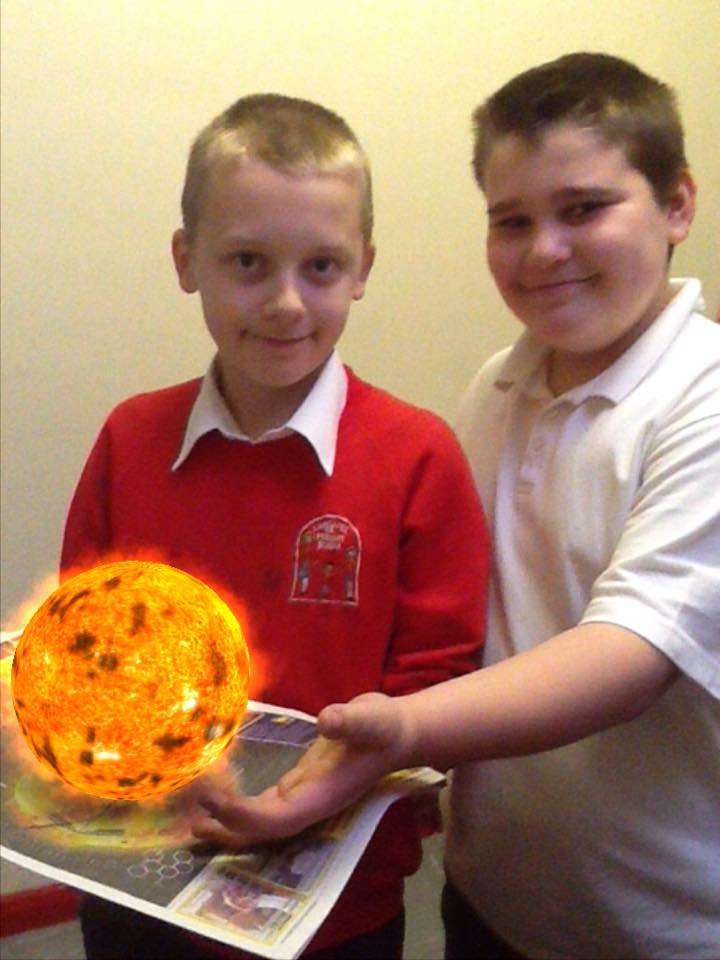 Langafel pupils Johnny Wheatland (left) and Harry Woodbine enjoy playing with the KMi3D app