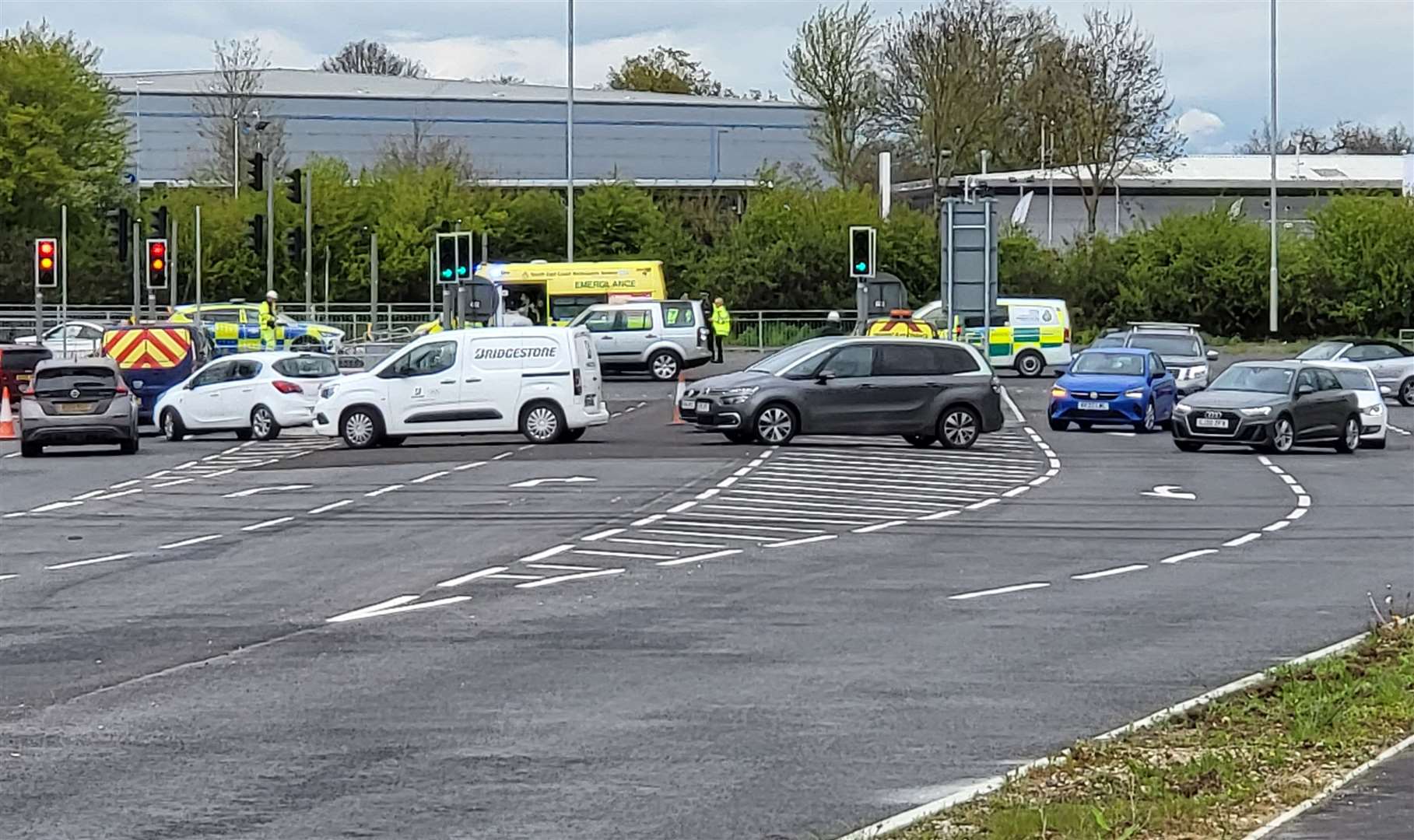 Emergency services pictured at the A2070