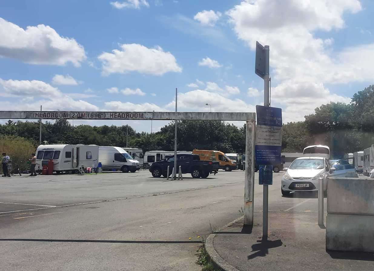 The group of travellers were placed at Wigmore coach park in July 2023