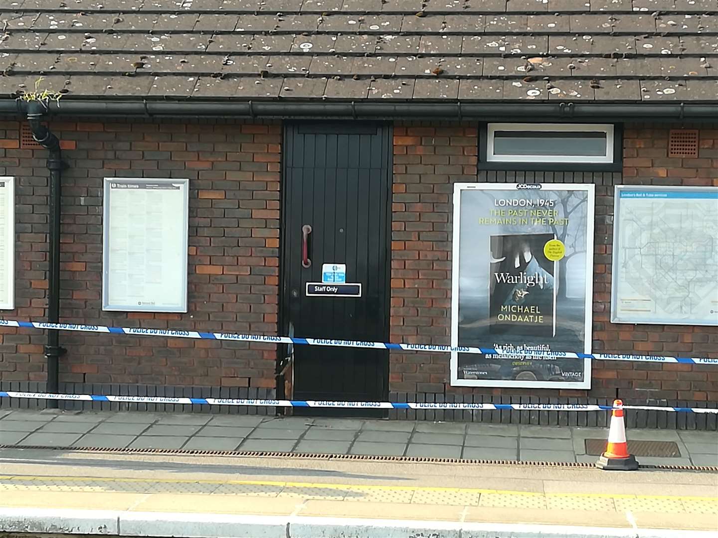 Staplehurst station's ticket office has been cordoned off after a break-in. Picture: Richard Hawes (8595846)