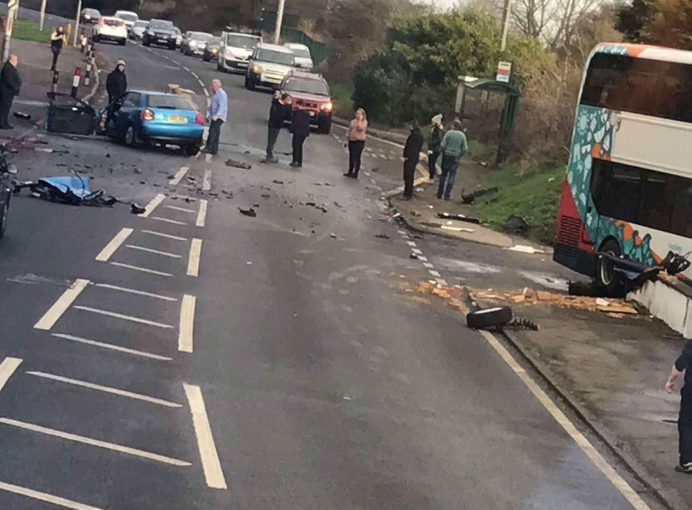 The aftermath of the bus crash. Picture: Matt Carr