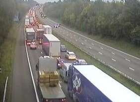 The crash has caused major tailbacks. Picture: Highways England