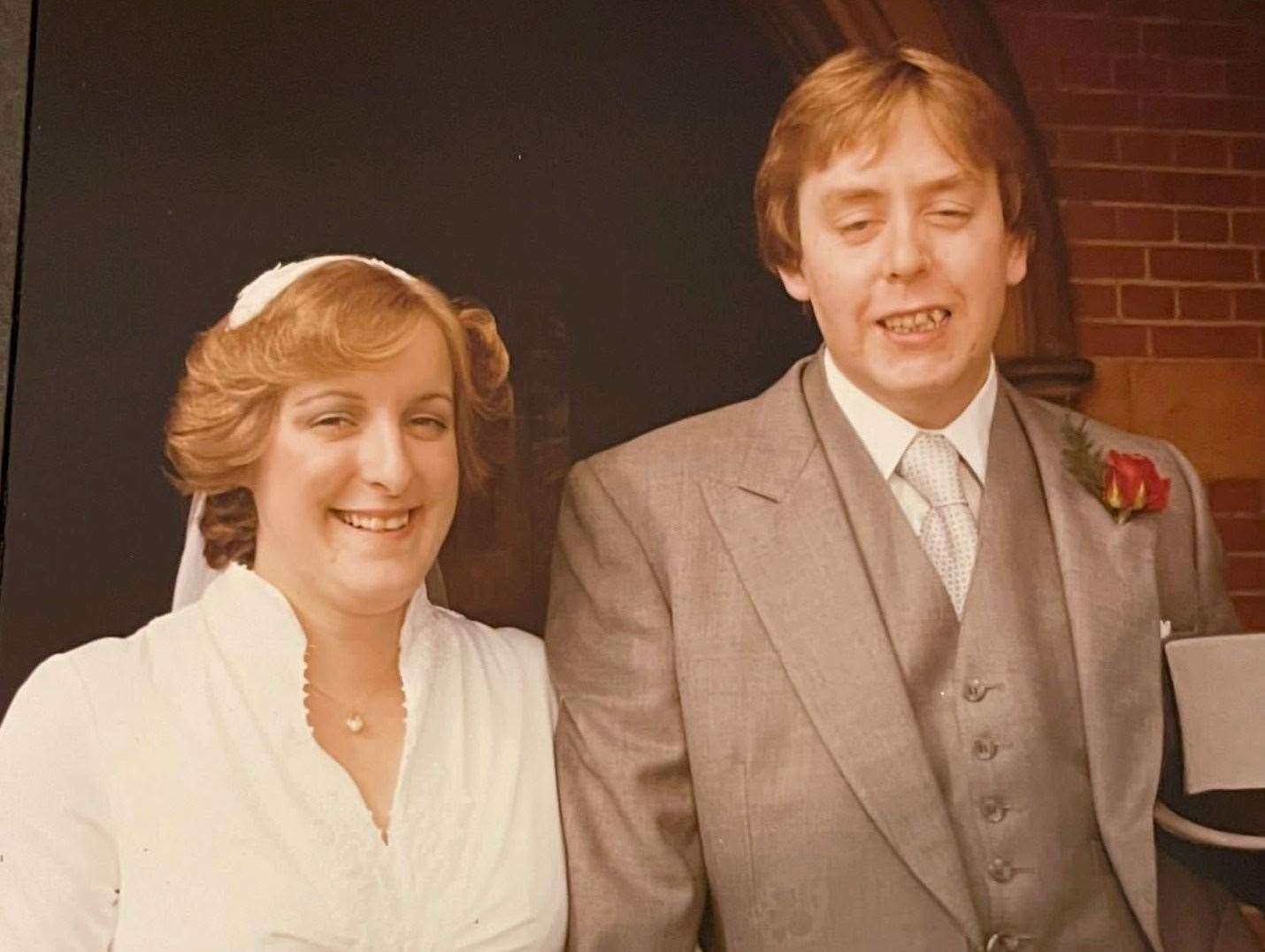 The couple at their original wedding 42 years ago. Picture: SWNS